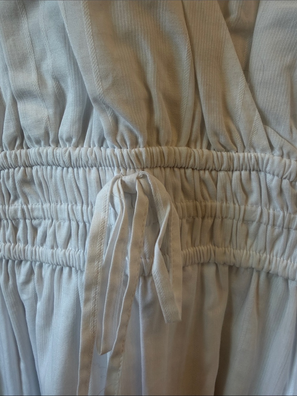 Talbots White V-Neck Smocked-Waist Midi a-line Dress, new - Picture 7 of 7